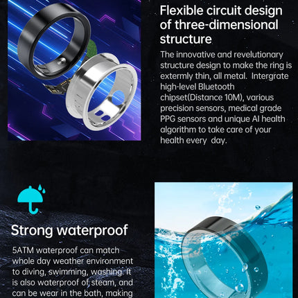 Qino K21 Smart Ring Health Monitor with Smart Touch Information vibration alert 5ATM Waterproof Skin Temperature Measurement
