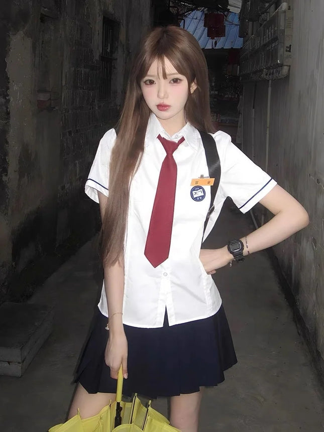 White ort Sve orm Set School orm Sle JK Outfit Baing Running Class orm College Wind Women's irt