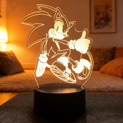 Sonices The Hedgehog Harajuku Anime Figures 3D LED Night Lights Cute Cartoon Home Bedroom Decoration Table Lamps Kids Toys Gifts