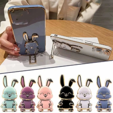 Cute ABS Bunny Finger Ring Holder Mobile Phone Holder Foldable Mobile Phone Mini Pull Rod Phone Back Sticker Pad
