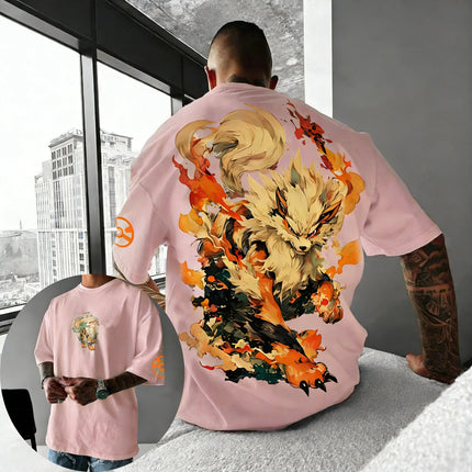 Pokemon  Anime Men and Women Summer T-shirt New Arcanine Creative Printed Street Hip Hop Loose Casual Y2K Parent Child Top