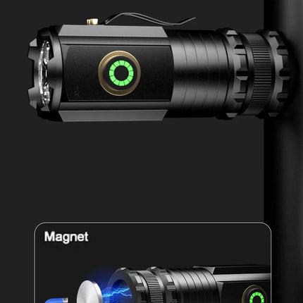 2000LM 3LED Mini  Flashlight Powerful Type-C Rechargeable 18350 Battery Torch Lamp with Tail Magnet Tactical Lantern for Camping