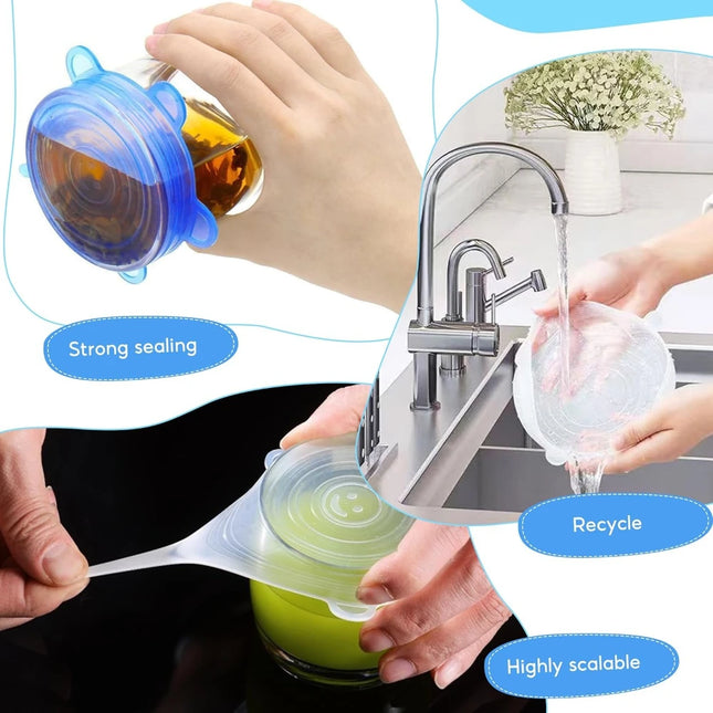 6-24Pcs Food silicone lid Silicone Stretch Lids Reusable Silicone Food Bowl Covers rectangular sealed bowl lid for Food Storage