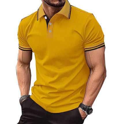 Summer Men's New Fashionable Short Sleeved Polo Shirt Business Casual Three Button Sport Solid Color Slim Fit Men's Top Casual