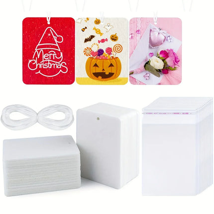 Sublimation Air Freshener Blanks Car Scented Hanging Sheets DIY Christmas Fragrant Sheets Rope for Car Home Interior Decor