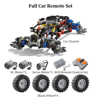 MOC 4WD RC Car Chassis Kit building block Drive Climbing Car Off-Road Suspension 8CH APP Remote Control 8882 Technical part