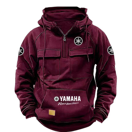 2026 Yamaha Logo Men's High Quality Multi Pocket Hoodie Coat Autumn/Winter Trendy Casual Sports Hoodie Top Hooded Sweatshirt