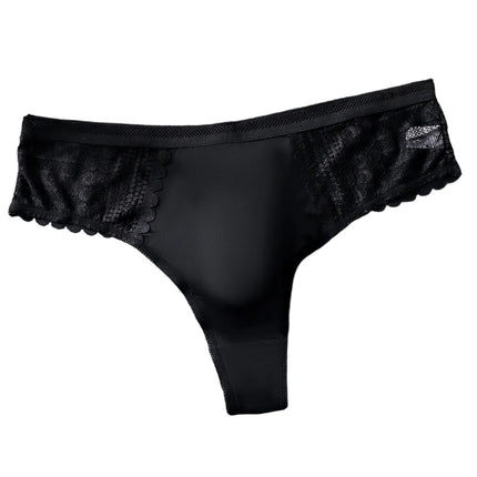 1pc Men's Sexy Lace Briefs Seamless Ice Silk G-String Underwear 3D Bulge Pouch Solid Thong High Elastic Breathable Panties