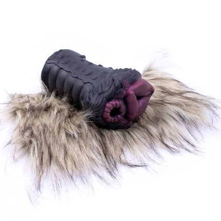 ELKKOST Silicone Animal Fantasy Male Masturbator with Fur Pocket Stroker Pussy Penis Sleeve Fake Vagina Anal Sex Toys for Men