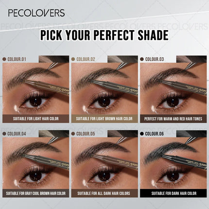 1PC Ultra-Fine Pointed Eyebrow Pencil - Waterproof, Sweat-Resistant, Long-Lasting Natural Look. It Features a Dual-Ended Tip