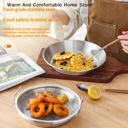 【W】Food-grade Premium Stainless Steel Filter Tray Oil Strainer Reusable Round Mesh Basket Frying Grilling Kitchen Strainer