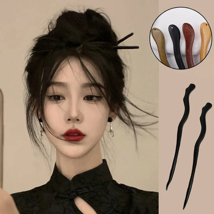 20023 Chinese Style Sandalwood Wood Hairpin Headwear Vintage Simple Green Wood Hair Sticks Female Hair Accessories Wholesale