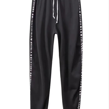 2-Piece Drawstring Hooded Trousers Suit Leopard Print Casual Long Sleeve Tracksuit Solid Casual Pullover Sweatshirt and Pants Set