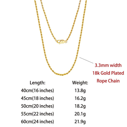 ORSA JEWELS 18K Gold over Authentic 925 Sterling Silver 1.7mm Diamond-Cut Rope Chain Necklace for Man Woman Twist Chain SC29