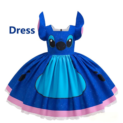 Stitch Movie Cosplay Dress Fancy Birthday Party Girl Printed Halloween Role Play Princess Dress Formal Dress Up Dresses 2-10Y