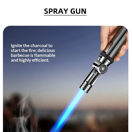 Super Large Firepower Folding High Temperature Spray Gun Lighter Metal Belt Compass Windproof Outdoor Barbecue Camping Lighter