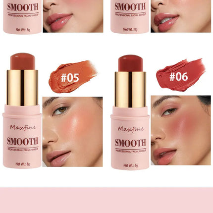 Smooth Blush Stick Naturally Saturated Long-lasting Waterproof Easy to Wear Matte Blush 3 in 1 Makeup Used On Lips Eyes Cheeks