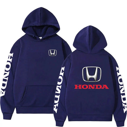 New Autumn/Winter Honda Racing Men's Black Hoodie, Stylish Men's Sweatshirt, Sporty Women's Street Style Pullover