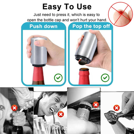 Magnetic Automatic Beer Bottle Opener Portable Push Down Beer Corkscrew Quick Bottle Cap Opener for Bars Home Beer Bottle Opener