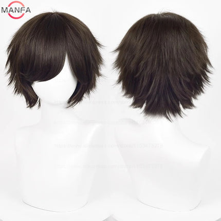 Anime 30cm Short Straight Cosplay Wig Black White Green Brown Purple Blue Gray Red Gold Man Women Heat Resistant Synthetic Hair