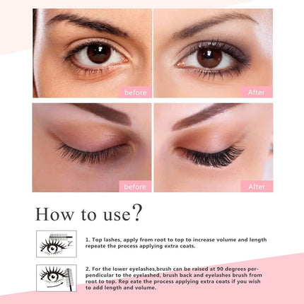4D Black Mascara Thickening Lengthening Curling Eyelash Extension  Waterproof Long-Lasting Liquid Fiber Mascara Thick Fast Dry