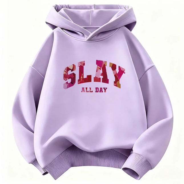 Y2k Slay All Day Letter Printed Kids Hoodie Children's Sweatshirt Hoody for Boys Girls Casual Hoodies Hip Hop Clothes