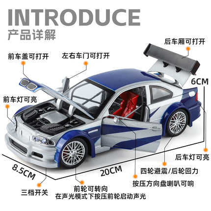 1:24 M3 GTR E46 Alloy Diecast Racing Car Model,Toy for Kids Play, Adult Collectible Ornament, Ideal Birthday Gift