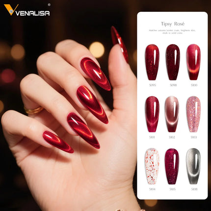 V6 VENALISA 10ml HEMA Free TPO Free Ultra Deep Red Cat Eye Magnet Nail Gel Semi-Permanent Soak Off UV LED Gel Varnish Nails