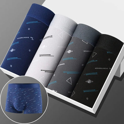 4/8Pcs Man Boxers Printed Underpants U Convex Panties Male Fashion Comfortable Shorts Mens Solid Breathable Soft Underwear L-4XL