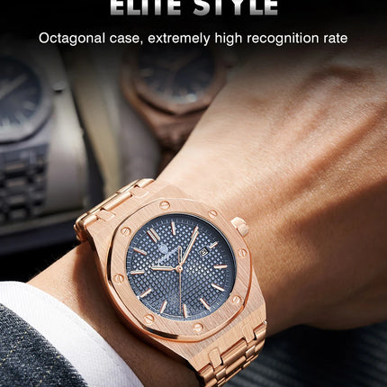 PAAZOMU Luxury Watches For Men Stainless Steel Waterproof Luminous Man Watch Date Week Fashion Casual Men's Quartz Watch Reloj