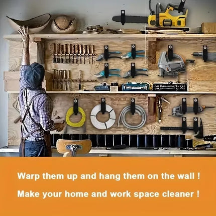 3/10 Piece Storage Straps Extension Cord Storage Organiser, Car Park Wall Strap and Garden Hose Storage