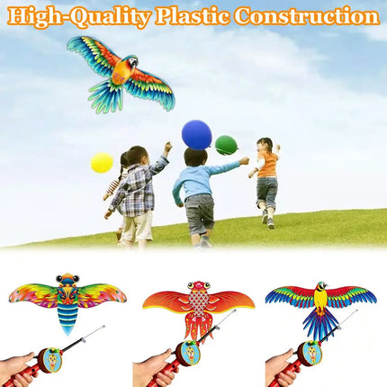 35cm Fishing Rod Kite Toys For Kids Vivid Butterfly Swallow Parrot Easy To Fly Goldfish Kites Garden Decor Ornament