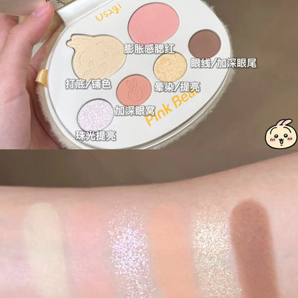 Pinkbear 6-Color Eyeshadow Palette Matte Waterproof Milk Tea Brown Pink Lasting Natural Eyes Makeup Cosmetics