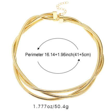 New Punk Style Gold Color Multilayer Wrap Necklace for Women Fashion Simple Design, Trendy Holiday Party Jewelry Accessories
