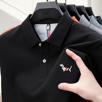 100% pure cotton summer 2025 men's new Polo T-shirt classic version comfortable breathable short sleeve premium embroidered top