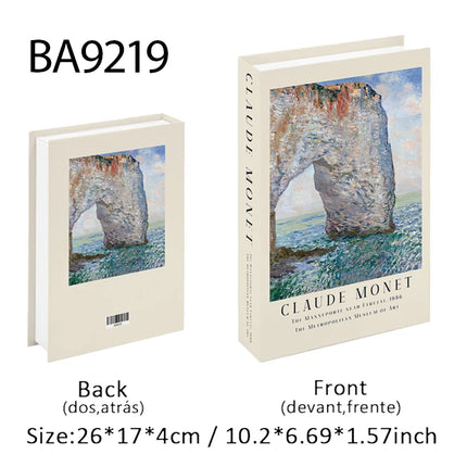 Van Gogh Monet Fake Book Painting Decorative Books Storage Box Sunflower Water Lily Coffee Table Books Home Decor Shooting Props
