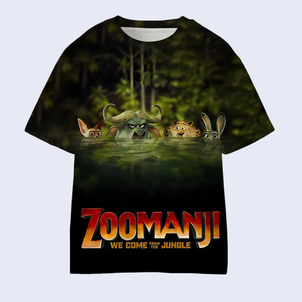 Kids Short Sleeve T-shirt with Zootopia 2  Pattern, Outerwear or Layering Top for Summer and Fall Seasons, Shirt for Boys Girls