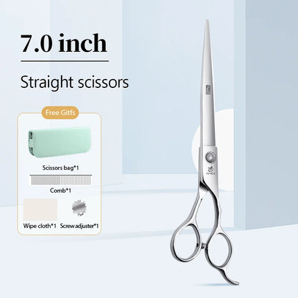 Fenice  Professional Home Pets Grooming Set 6//6.5/7/7.5 Inch Bearing Screw Straight Curved Thinning Chunker Shears for Dogs/Cat