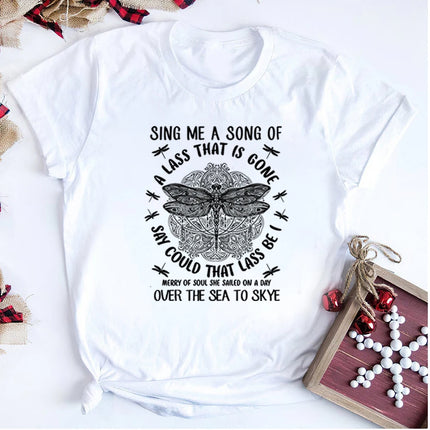 Outlander T-shirt Sing Me A Song Dragonfly Celtic Design Outlander Shirt Fraser Ridge Sassenach Tees Book Series Inspired Tops