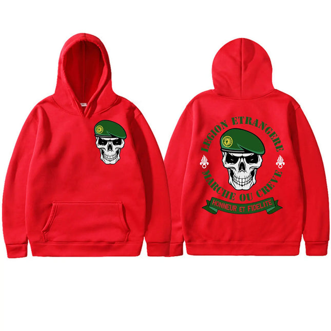 Foreign Legion Horror Skull Print Hoodie Man Harajuku Gothic Hooded Sweatshirts Fashion Trend Vintage Pullovers Men's Streetwear