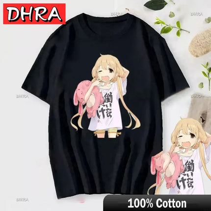 If You Work You Lose Anzu Futaba Version T-Shirt Cute Kawaii Anime Jirai Kei Tshirt Danshi Tees for Men Funny Cartoon Otaku Tops