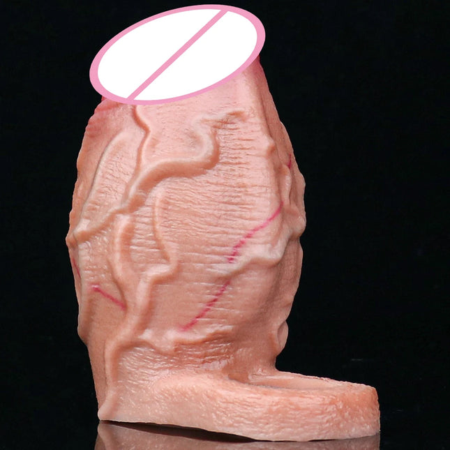 SXXY 2 Colors Silicone Realistic Deep Veins Open Head Penis Sleeve For Men Delay Ejaculation Soft Inner Thread Cock Ring Dick Sh
