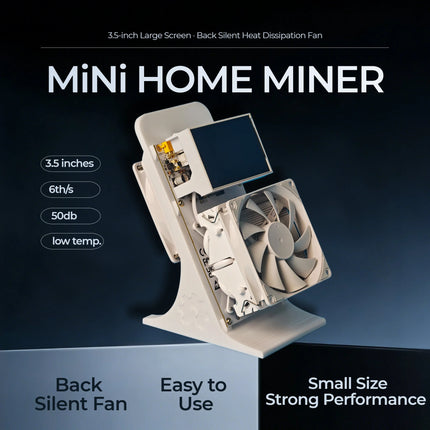 YYSLuping Mini Home Miner 3.5-inch Big Screen High Hashrate Low Noise Crypto ASIC Mining Machine with Back Fan Equipped desk fan