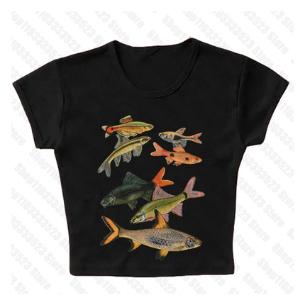 Punk Aesthetic Summer Baby Tank Gothic Harajuku Graphic Emo Girls T-shirt Vintage Crop Top Women's Clothes Tanks Y2k Style Clothes