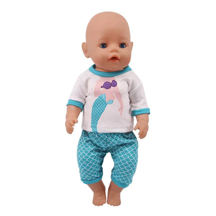 Summer Short Sleeved Set Animal Pattern Jumpsuit Pajamas For 43cm Baby Doll&18inch American Doll Accessories,Our Generation Gift