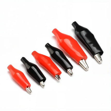 10pcs 28mm35mm45mm Alligator Clip Metal Crocodile Electrical Clamp for Testing Probe Meter Black/Red with Plastic Boot