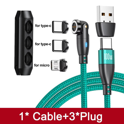 AUFU 5A Magnetic USB C Cable For Realme Huawei 100W Fast Charging Wire For IPhone Samsung Laptop Micro Magnet Charger USB Cable