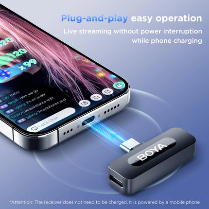 BOYA Wireless Lapel 2pcs Microphone for Android Smartphone Laptop - Omnidirectional USB C Condenser Video Recording Microphone
