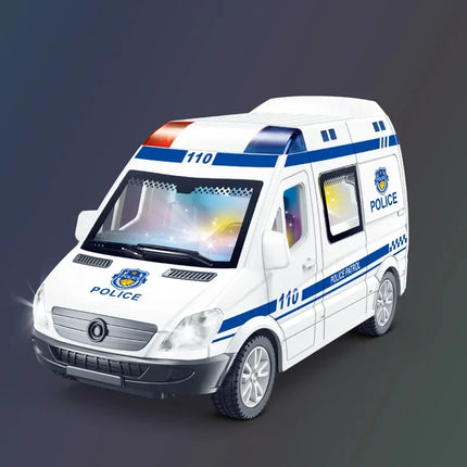 1:32 Mini Car Model Diecast Gifts Ambulance Fire-Truck Policecar Model Sound And Light Vehicle Simulation Collection Toys