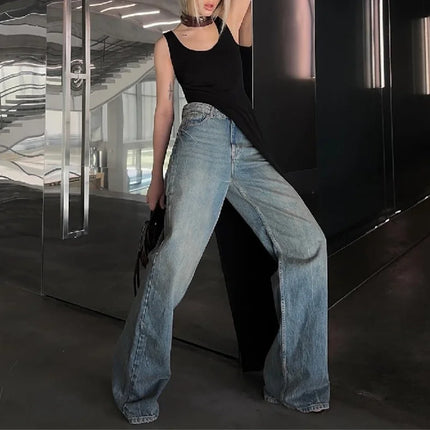 Lamuusaa Long Tank Tops y2k Clothes Women Casual Solid Color Sleeveless Asymmetric Hem T Shirt Vest 2000s Clothing Streetwear